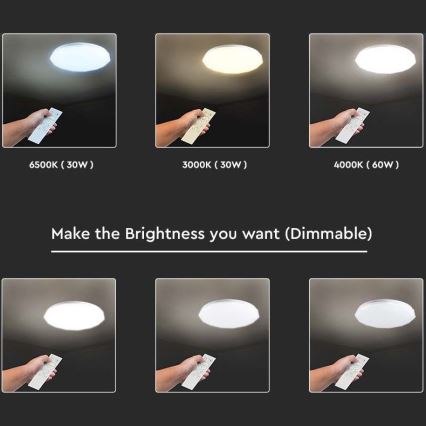 Hämardatav LED-laevalgusti 60W/230V 3000K/4000K/6500K, läbimõõt 50 cm + kaugjuhtimispult