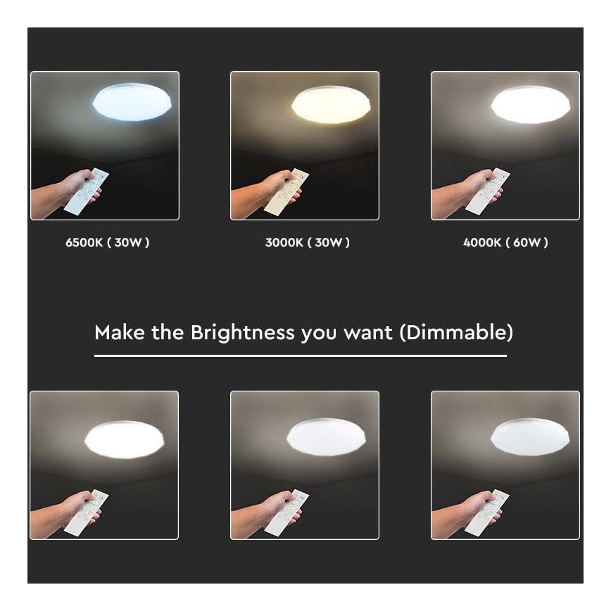 Hämardatav LED-laevalgusti 60W/230V 3000K/4000K/6500K, läbimõõt 50 cm + kaugjuhtimispult