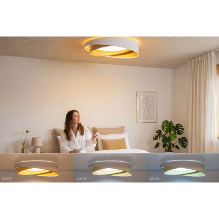 LED-hämardatav laevalgusti SMART GALAXY MODERN LED/24W/230V 3000–6500K Ø 55 cm valge/beež/kuldne + kaugjuhtimispult