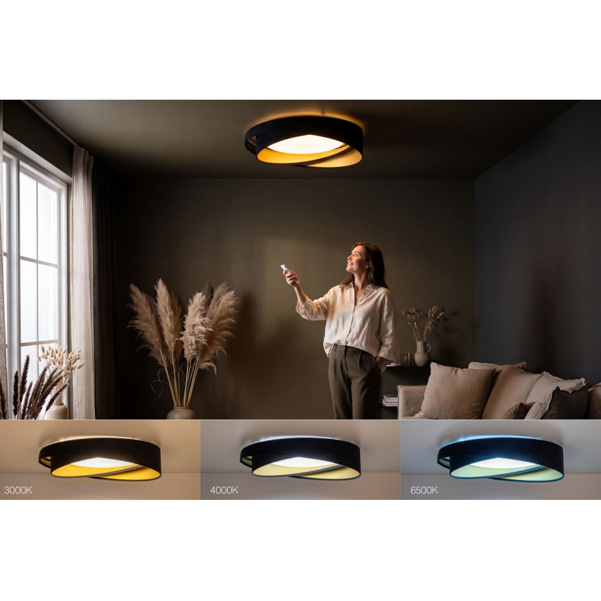LED hämardatav laelamp SMART GALAXY MODERN LED/24W/230V 3000-6500K läbimõõt 55 cm must/kuldne + kaugjuhtimispult