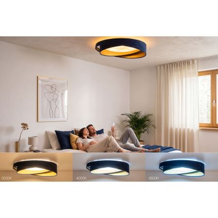 Hämardatav LED-laevalgusti SMART GALAXY MODERN LED/24W/230V 3000-6500K, läbimõõt 55 cm, sinine/kuldne + kaugjuhtimispult