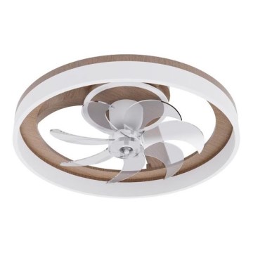 Hämardatav LED laelamp ventilaatoriga LED/40W/230V 3000-6500K läbimõõt 50 cm pruun/valge + kaugjuhtimispult