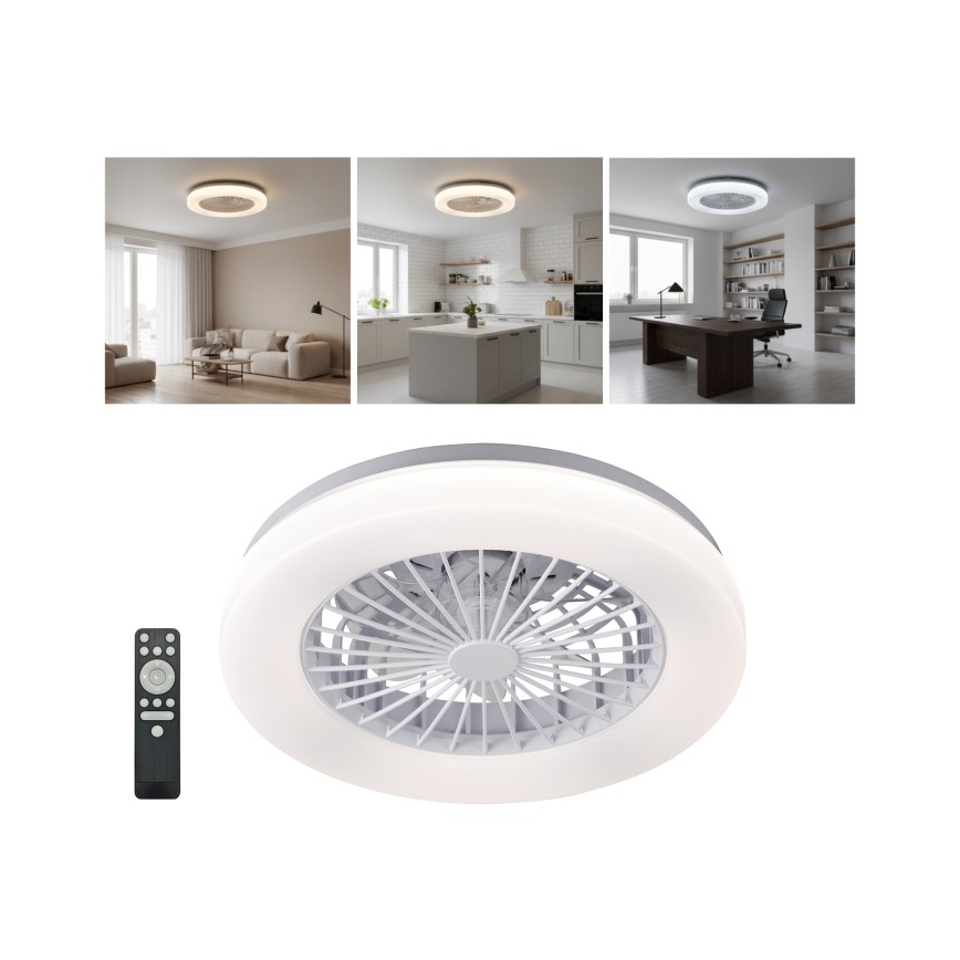 Hämardatav LED-laelamp ventilaatoriga VENTELUX LED/24W/230V 3000/4000/6500K Ø 45 cm valge + kaugjuhtimispult