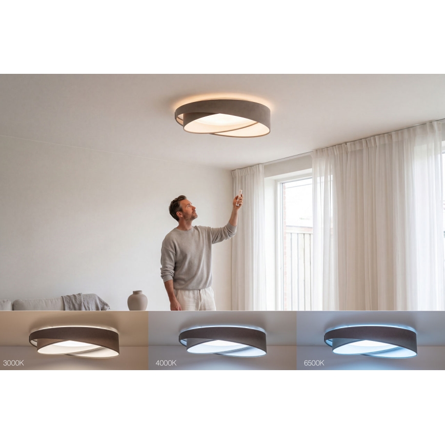 Hämardatav laelamp SMART GALAXY MODERN LED/24W/230V 3000-6500K läbimõõt 55 cm hall/valge + kaugjuhtimispult