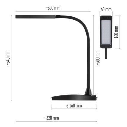 Hämardatav LED-laualamp EDDY LED/6W/230V 3000/4500/6800K must