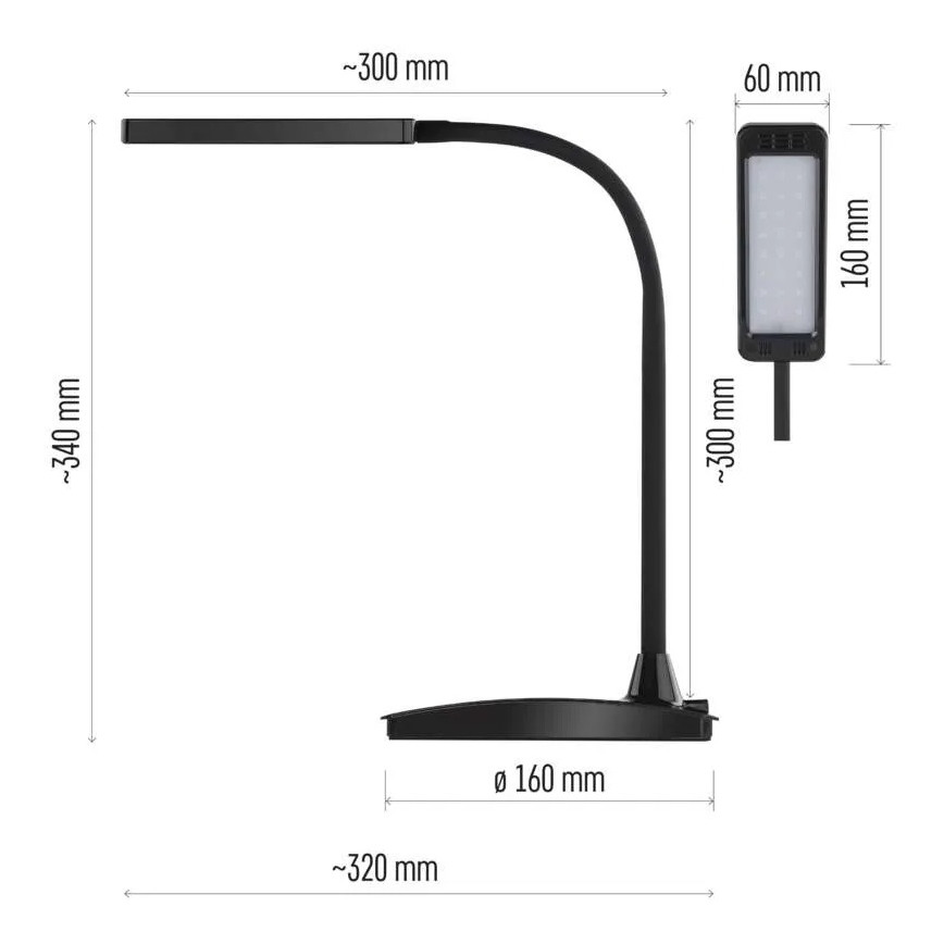 Hämardatav LED-laualamp EDDY LED/6W/230V 3000/4500/6800K must