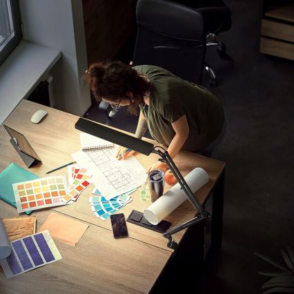 LED hämardatav puutekontrolliga painduv laualamp kinnitusklambriga LED/10W/5/230V 3000/4000/6000K must