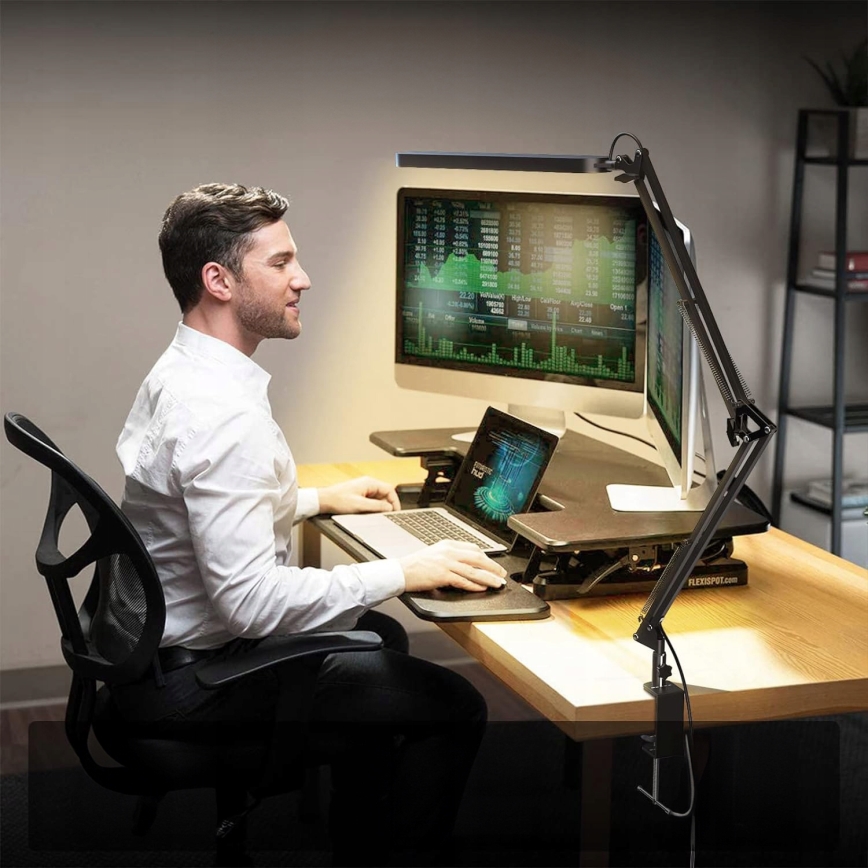 LED hämardatav puutekontrolliga painduv laualamp kinnitusklambriga LED/10W/5/230V 3000/4000/6000K must