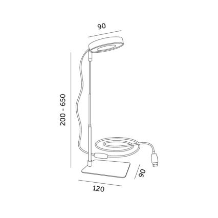 VERDI LED hämardatav lauavalgusti taimekasvatuseks, LED/5W/5V, 1300K, CRI 95, valge