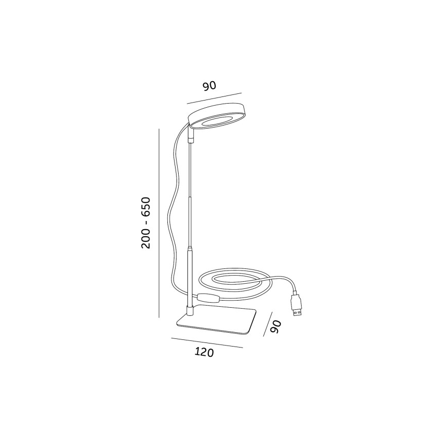 VERDI LED hämardatav lauavalgusti taimekasvatuseks, LED/5W/5V, 1300K, CRI 95, valge
