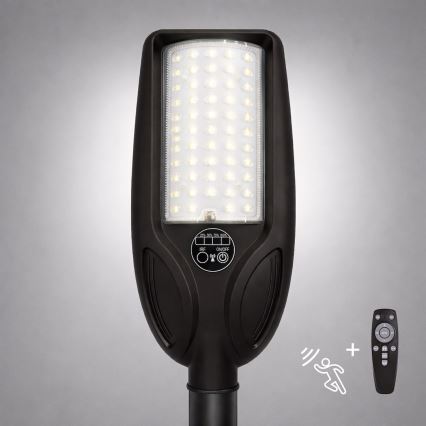 LED hämardatav päikesepaneeliga tänavavalgusti anduriga VENICE LED/50W/3,2V 4000 mAh IP65 must + kaugjuhtimispult