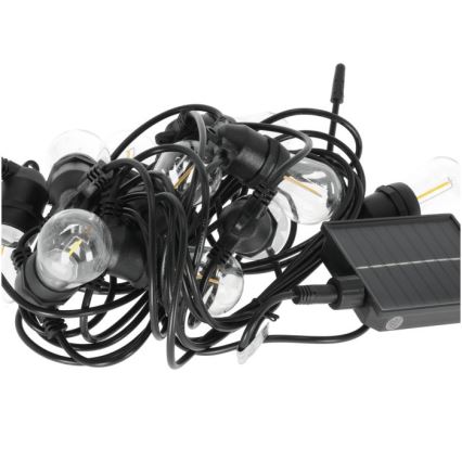 LED hämardatav päikesetoitel dekoratiivne valguskett STARLIGHT NEO 10xE27/3,7V 2700K IP54 1200 mAh 11,5m + kaugjuhtimispult