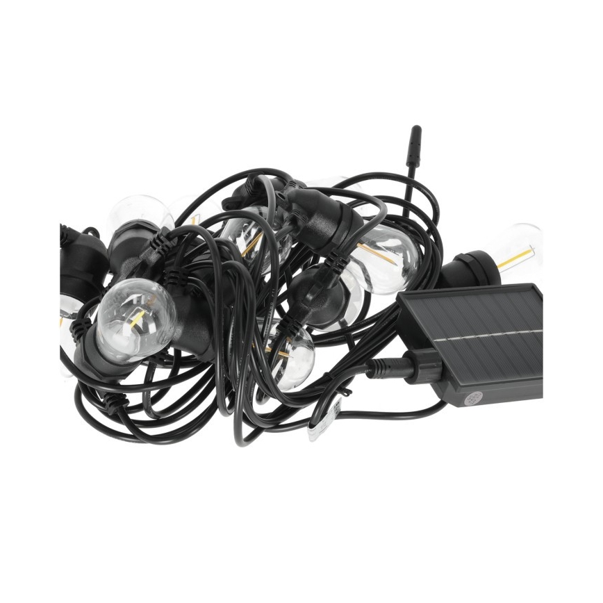LED hämardatav päikesetoitel dekoratiivne valguskett STARLIGHT NEO 10xE27/3,7V 2700K IP54 1200 mAh 11,5m + kaugjuhtimispult