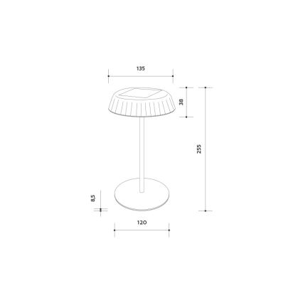 Hämardatav päikesepaneeliga laetav LED-laualamp VIVIEN LED/3W/5V 2700K 1600 mAh IP54 valge