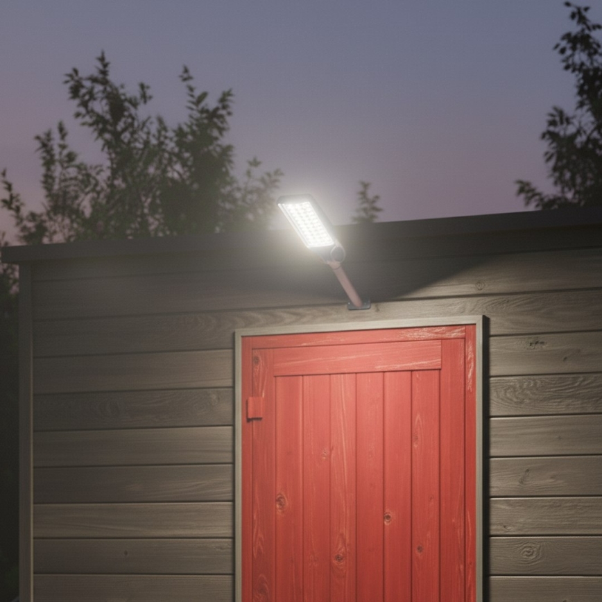 Hämardatav LED-päikesetänavavalgusti anduriga VENICE LED/100W/3,2V 6000 mAh IP65 must + kaugjuhtimispult