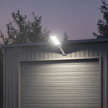 Hämardatav LED-päikesetänavavalgusti anduriga VENICE LED/100W/3,2V 6000 mAh IP65 must + kaugjuhtimispult