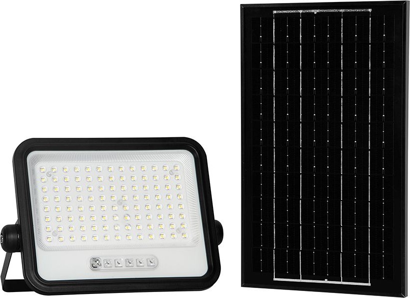 Hämardatav LED-päikesetoitega prožektor LED/200W/3,2V 2000-8000K IP65 10000 mAh must + kaugjuhtimispult