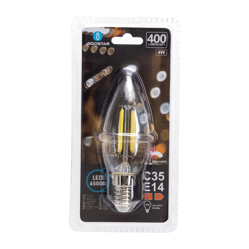Hämardatav LED-pirn FILAMENT C35 E14/4W/230V 6500K - Aigostar