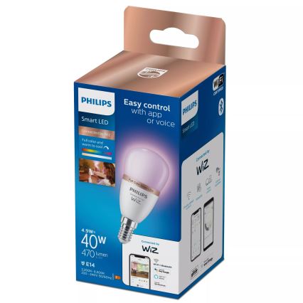RGB-LED hämardatav pirn Philips SMART P45 E14/4,9W/230V 2200-6500K CRI 90