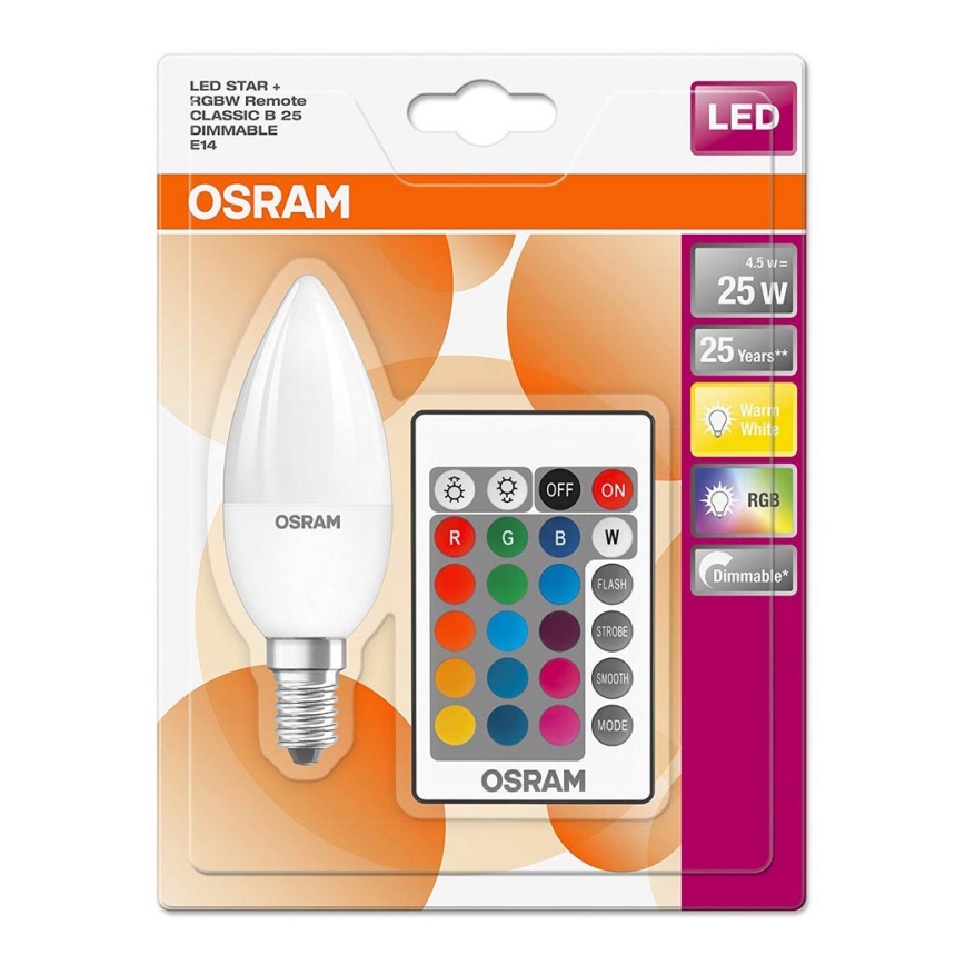 Hämardatav LED-pirn RGB STAR E14/4,5W/230V 2700K – Osram