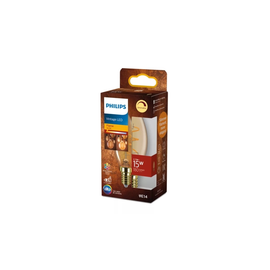 Hämardatav LED-pirn VINTAGE Philips B35 E14/2,7W/230V 1800K CRI 90