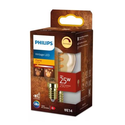 Hämardatav LED-pirn VINTAGE Philips P45 E14/3W/230V 2200K