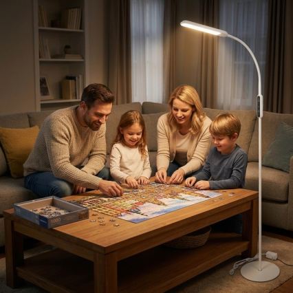 Hämardatav LED-põrandalamp TEILO LED/10W/230V 3000/4000/6500K, valge + kaugjuhtimispult