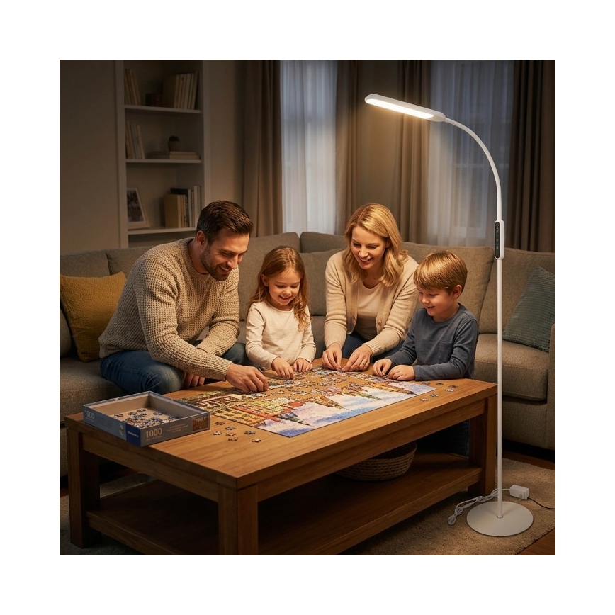 Hämardatav LED-põrandalamp TEILO LED/10W/230V 3000/4000/6500K, valge + kaugjuhtimispult