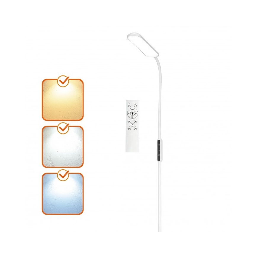 Hämardatav LED-põrandalamp TEILO LED/10W/230V 3000/4000/6500K, valge + kaugjuhtimispult