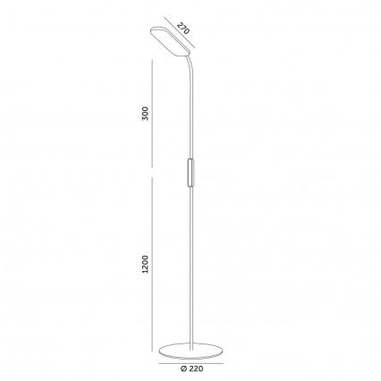 Hämardatav LED-põrandalamp TEILO LED/10W/230V 3000/4000/6500K, valge + kaugjuhtimispult
