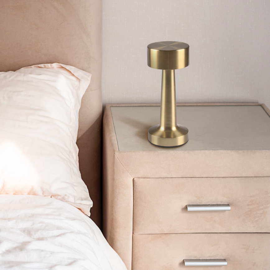 LED hämardatav puutetundlik laualamp SIMPLY LED/5V 2700/4000/6500K 800 mAh kuldne