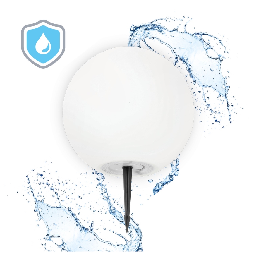 LED RGBW hämardatav päikeselamp GARDEN BALL LED/5W/3,7V 3000K IP54 2200 mAh läbimõõt 30 cm + kaugjuhtimispult
