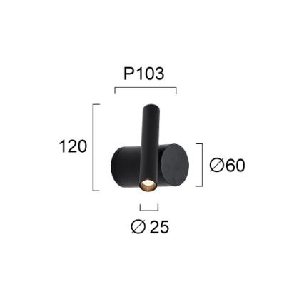Hämardatav LED-seinavalgusti PLANET LED/4W/230V must