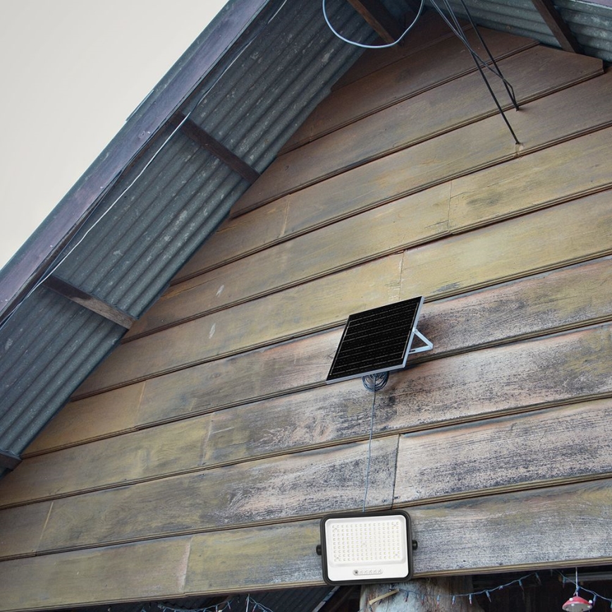 LED hämardatav päikesepaneeliga reflektor LED/300W/3,2V 2000-8000K IP65 15000 mAh must + kaugjuhtimispult