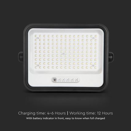 LED hämardatav päikesepaneeliga reflektor LED/300W/3,2V 2000-8000K IP65 15000 mAh must + kaugjuhtimispult