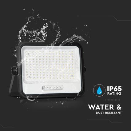 LED hämardatav päikesepaneeliga reflektor LED/300W/3,2V 2000-8000K IP65 15000 mAh must + kaugjuhtimispult
