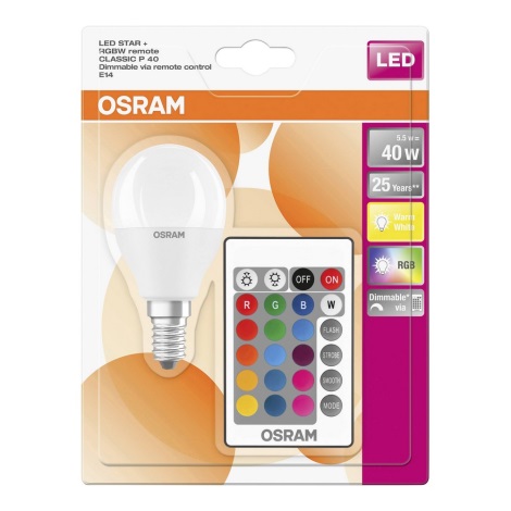 Hämardatav RGB LED pirn E14/5,5W/230V - Osram