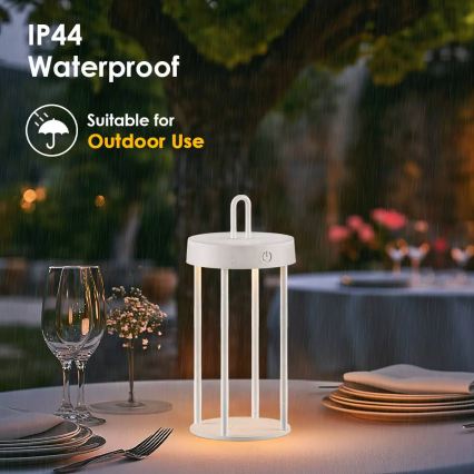 LED hämardatav välistingimustes kasutatav laetav puutetundlik laualamp GENTLE LED/1,5W/3,7V 3000 mAh IP44 valge