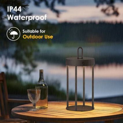 LED hämardatav välitingimustes laetav puutetundlik laualamp GENTLE LED/1,5W/3,7V 3000 mAh IP44 must