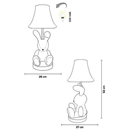 Happy Lamps - LED Laualamp lastele BENNY LED/5,4W/230V jänes