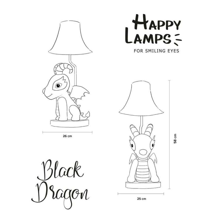 Happy Lamps - LED Laualamp lastele BLACK DRAGOON LED/5,4W/230V draakon