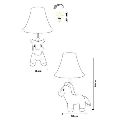 Happy Lamps - LED Laualamp lastele ELVIS LED/5,4W/230V hobune