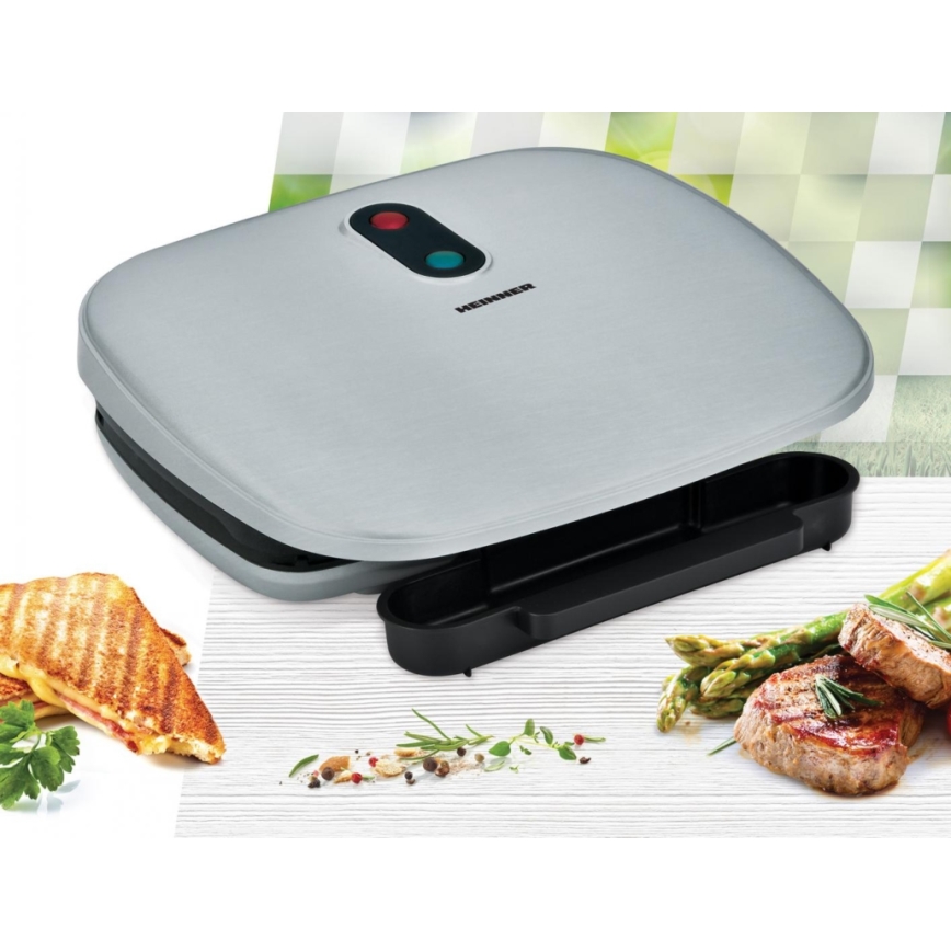 Heinner HEG-F1000SL - Kontaktgrill 1000W/230V mattkroom/must