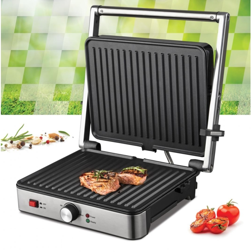 Heinner HEG-K2000SS - Kontaktgrill 2000W/230V mattkroom/must