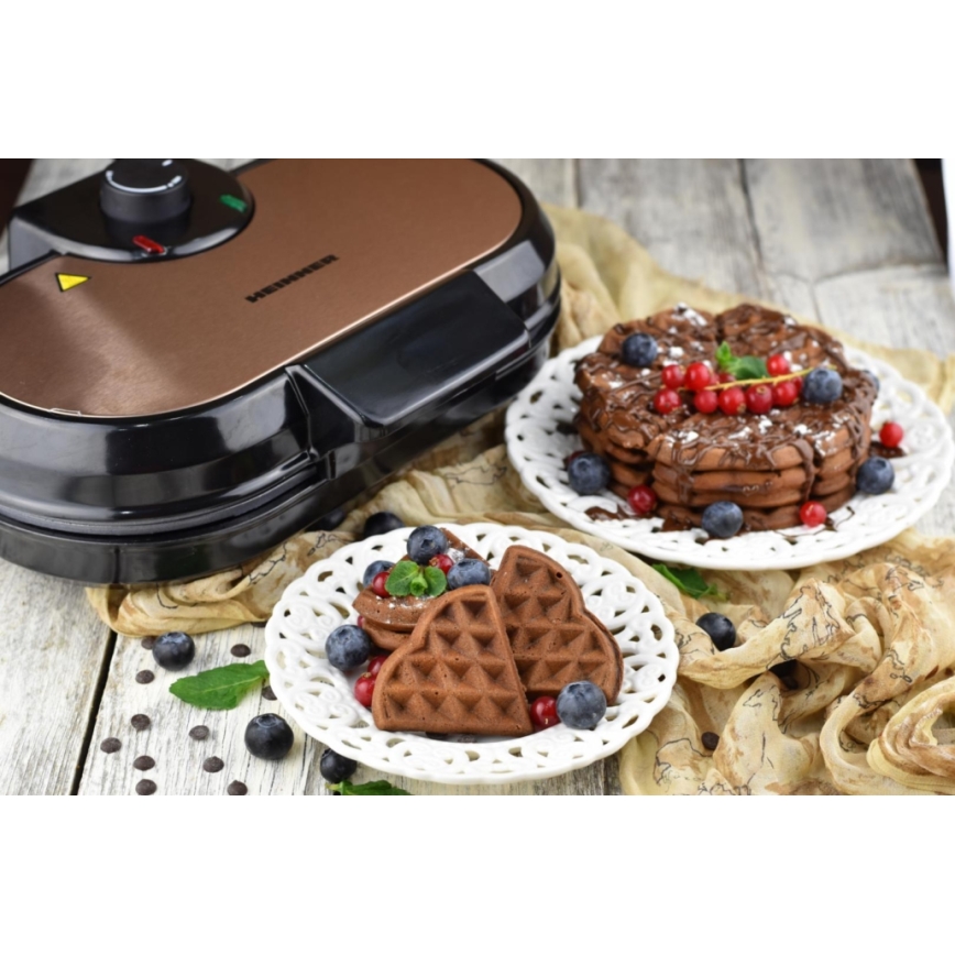 Heinner HWF-1000CR - Vahvlimasin 1000W/230V must/roosakuldne