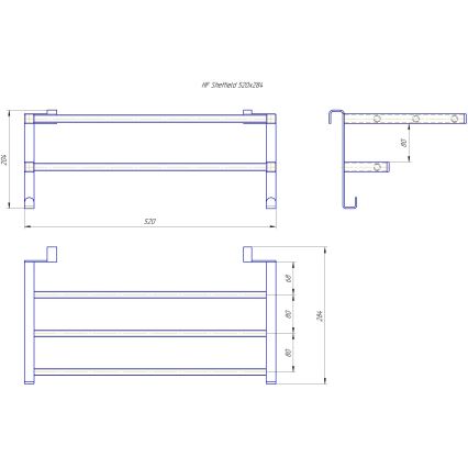 HF SHEFFIELD rätikuhoidja vannitoa radiaatorile 52x28,4 cm must