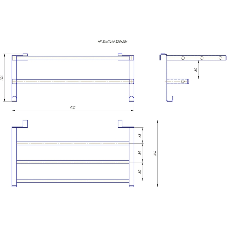 HF SHEFFIELD rätikuhoidja vannitoa radiaatorile 52x28,4 cm must