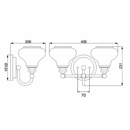 Hinkley - LED Valgusti vannituppa AINSLEY 2xG9/3W/230V IP44