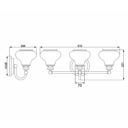 Hinkley - LED Seinavalgusti vannituppa AINSLEY 3xG9/3W/230V IP44