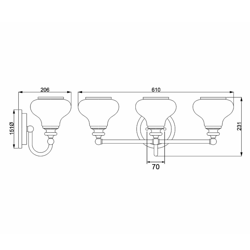 Hinkley - LED Seinavalgusti vannituppa AINSLEY 3xG9/3W/230V IP44